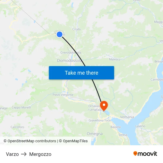 Varzo to Mergozzo map