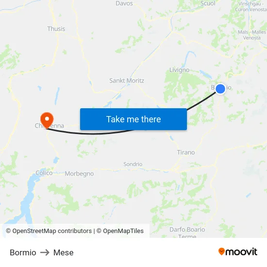 Bormio to Mese map