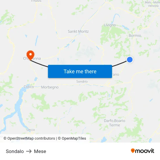 Sondalo to Mese map