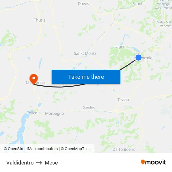 Valdidentro to Mese map