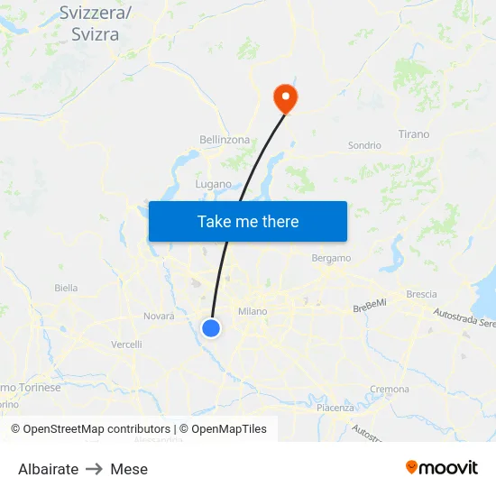 Albairate to Mese map