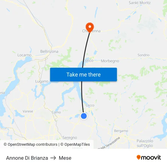 Annone Di Brianza to Mese map