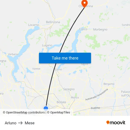 Arluno to Mese map