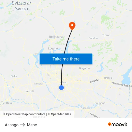 Assago to Mese map