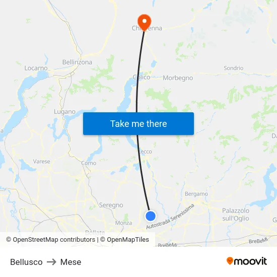 Bellusco to Mese map