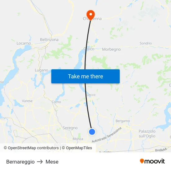 Bernareggio to Mese map