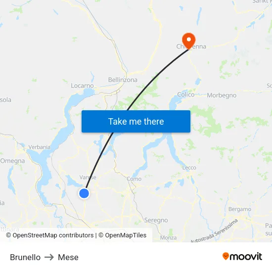 Brunello to Mese map