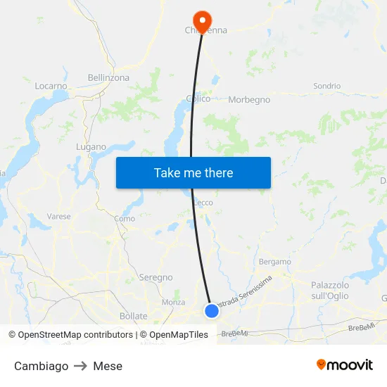 Cambiago to Mese map