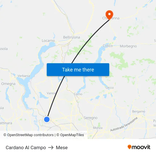 Cardano Al Campo to Mese map