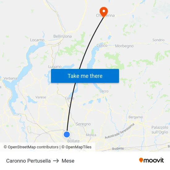 Caronno Pertusella to Mese map