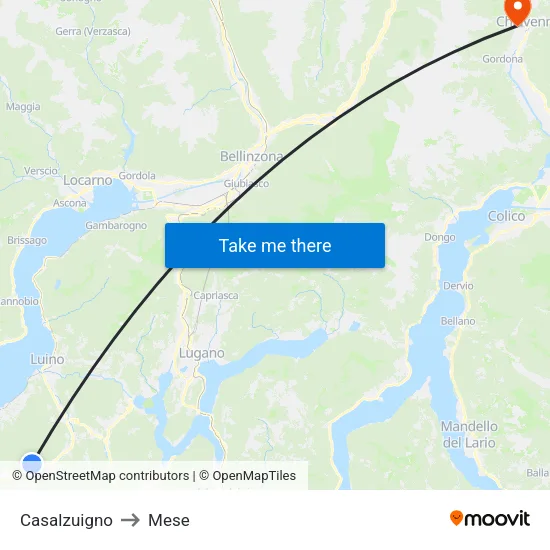 Casalzuigno to Mese map