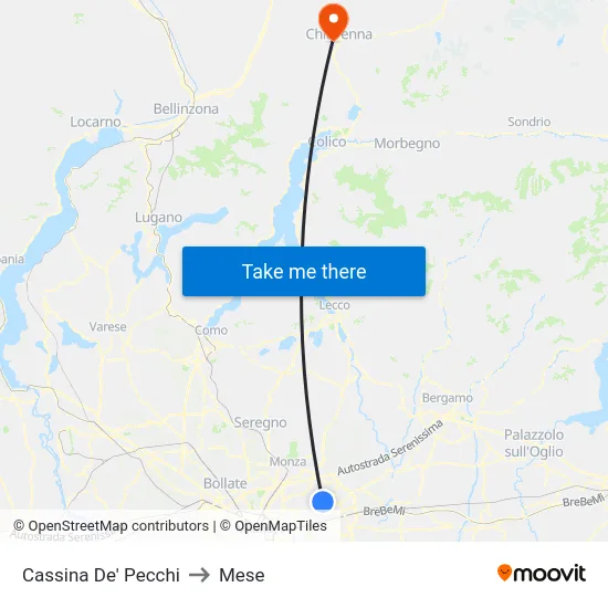 Cassina De' Pecchi to Mese map