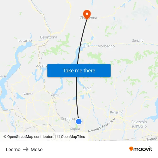 Lesmo to Mese map