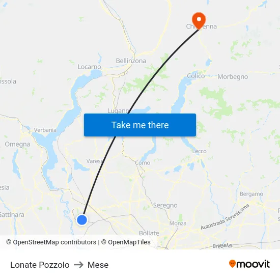 Lonate Pozzolo to Mese map