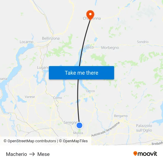 Macherio to Mese map