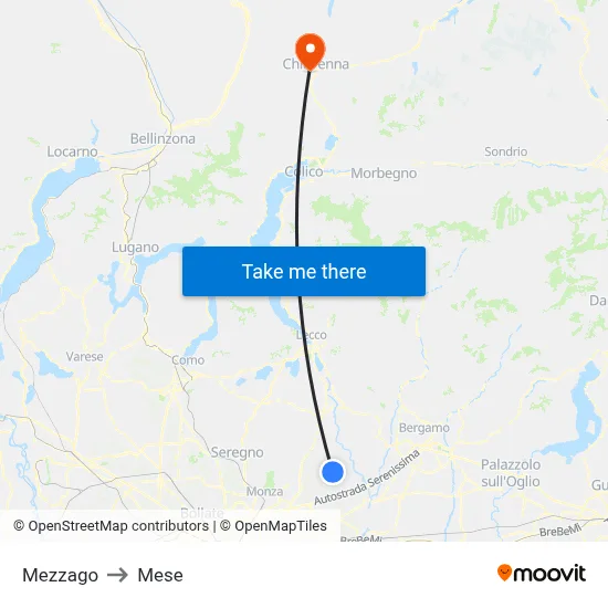 Mezzago to Mese map