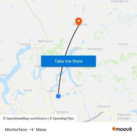 Montorfano to Mese map