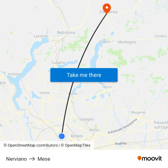 Nerviano to Mese map