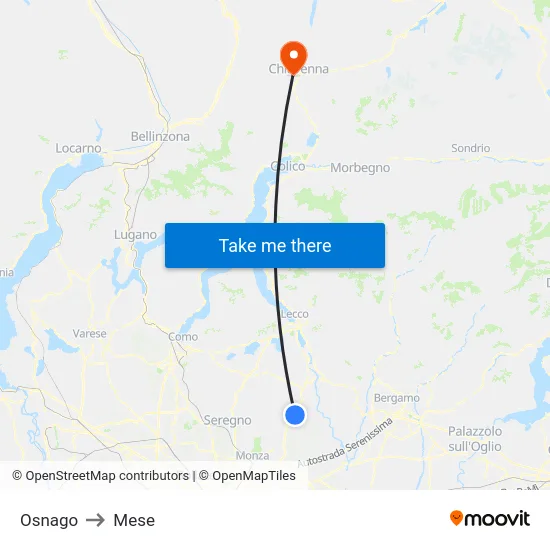 Osnago to Mese map