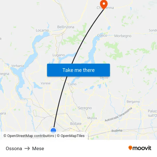 Ossona to Mese map
