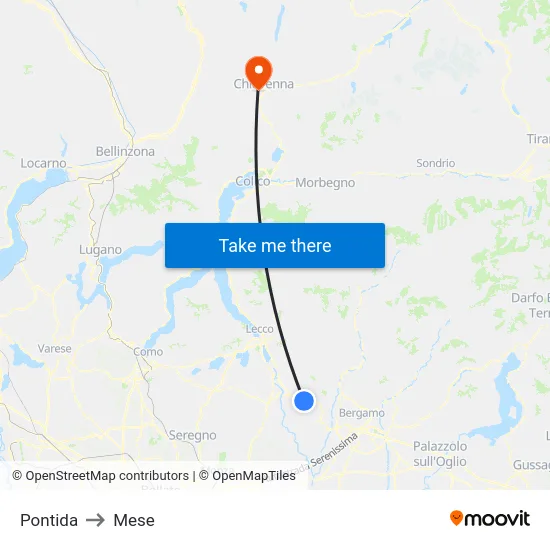 Pontida to Mese map