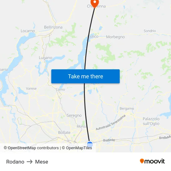 Rodano to Mese map