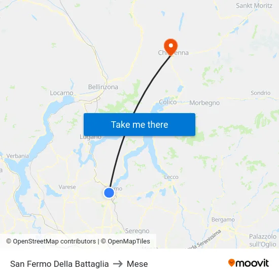 San Fermo Della Battaglia to Mese map