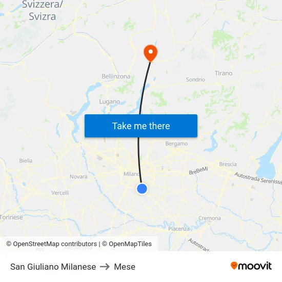 San Giuliano Milanese to Mese map