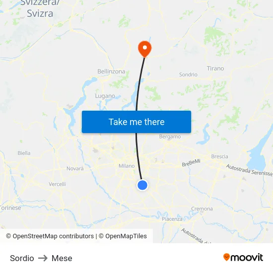 Sordio to Mese map