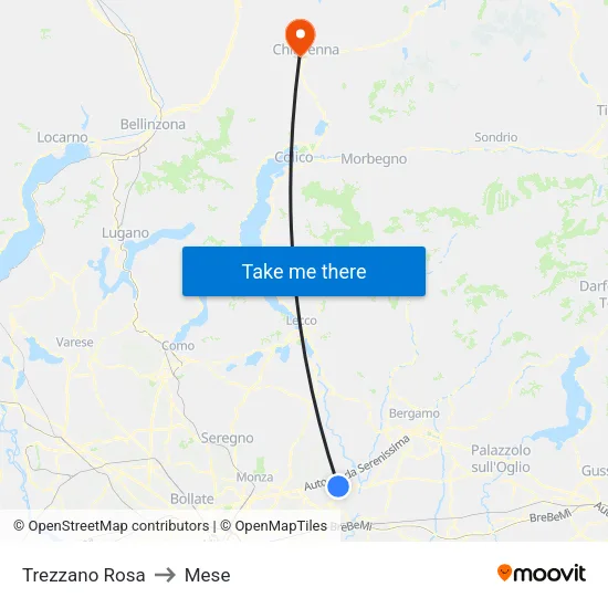 Trezzano Rosa to Mese map