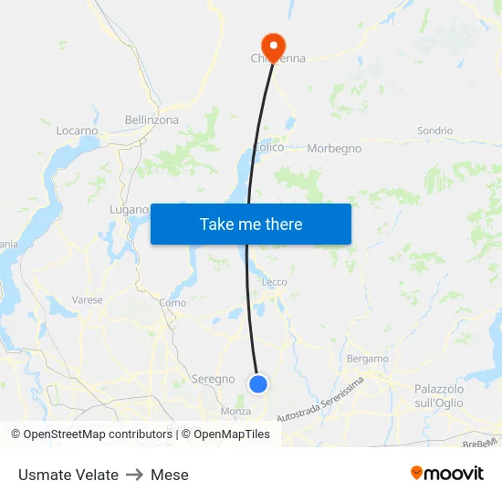 Usmate Velate to Mese map