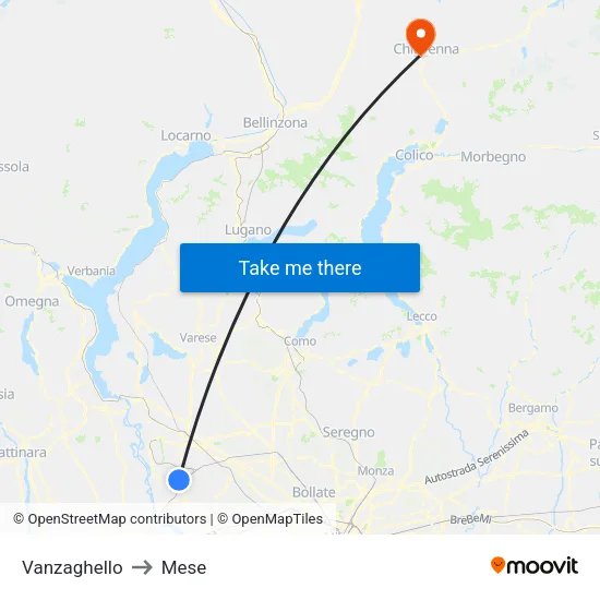 Vanzaghello to Mese map