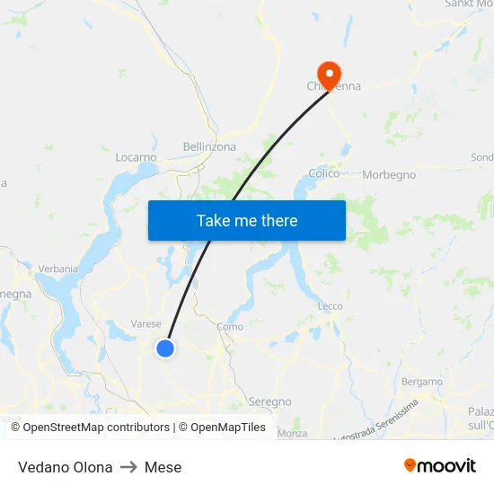 Vedano Olona to Mese map