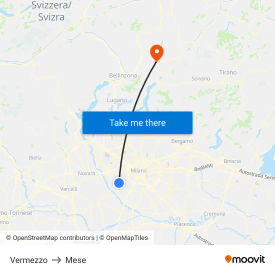 Vermezzo to Mese map