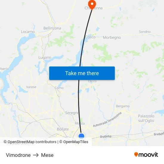 Vimodrone to Mese map