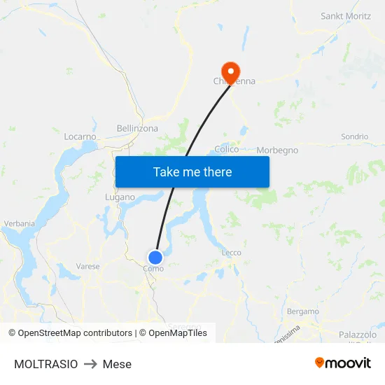 Moltrasio to Mese map