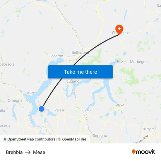 Brebbia to Mese map