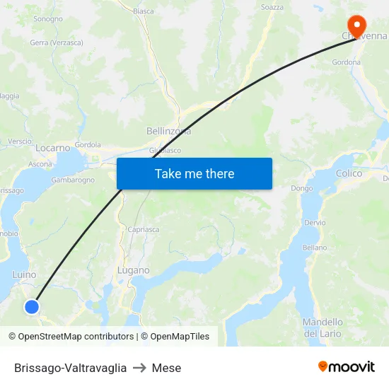Brissago-Valtravaglia to Mese map