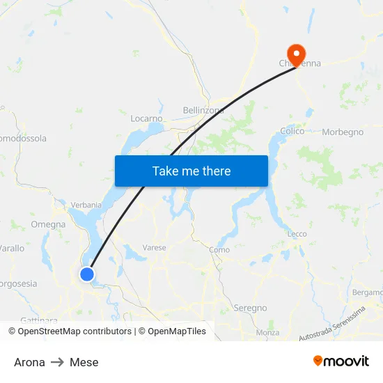 Arona to Mese map