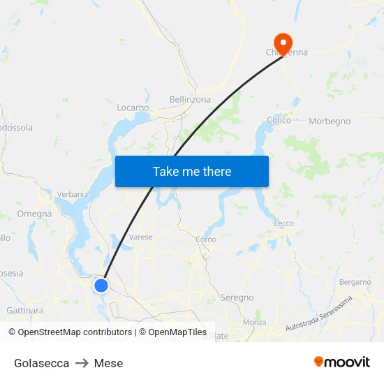 Golasecca to Mese map