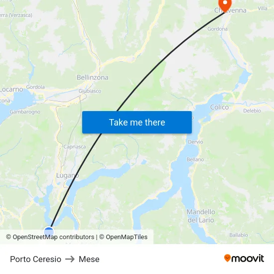 Porto Ceresio to Mese map