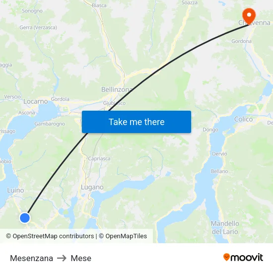 Mesenzana to Mese map
