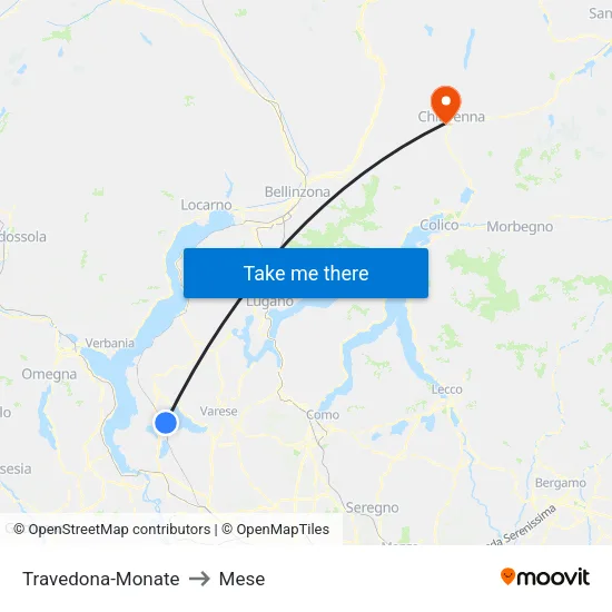 Travedona-Monate to Mese map