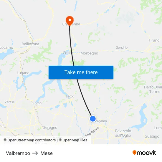 Valbrembo to Mese map