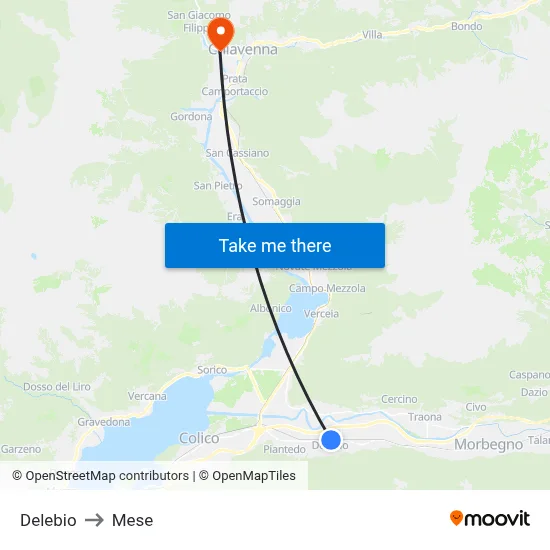 Delebio to Mese map