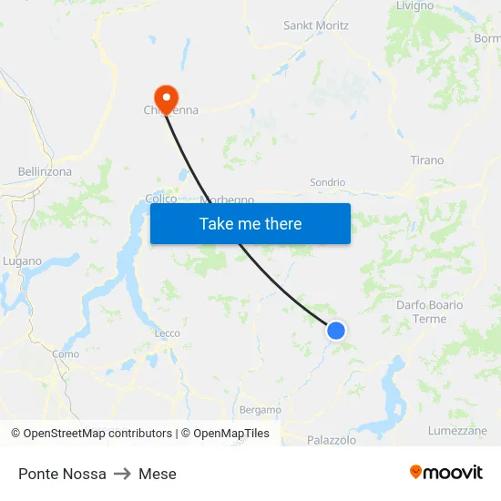 Ponte Nossa to Mese map