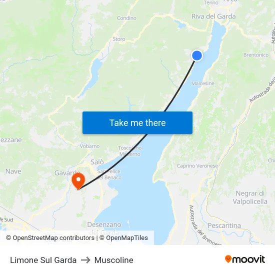 Limone Sul Garda to Muscoline map