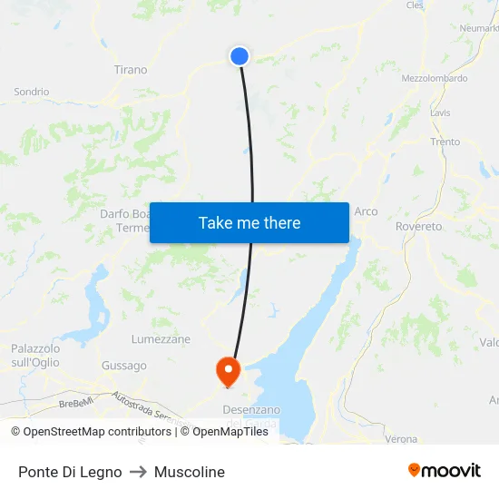 Ponte Di Legno to Muscoline map