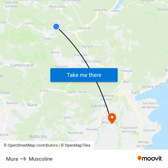 Mura to Muscoline map