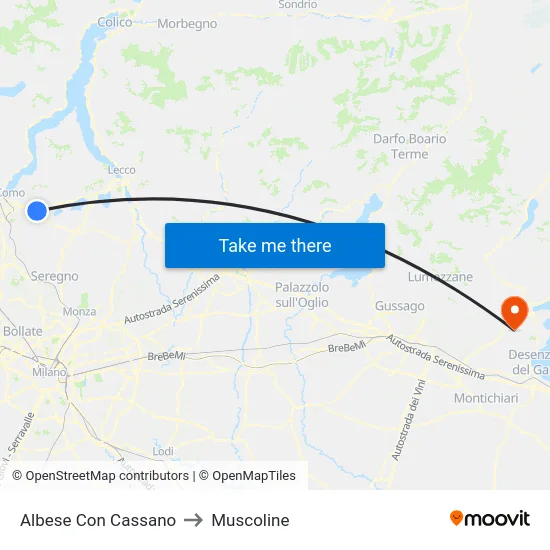 Albese Con Cassano to Muscoline map